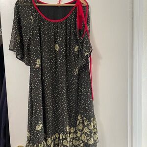 Free People Black and Red Floral Dress